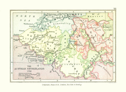 Historic Map - Austrian Netherlands Belgium Luxembourg 1792 - Gardiner 1902 - 31.37 x 23 - Vintage Wall Art