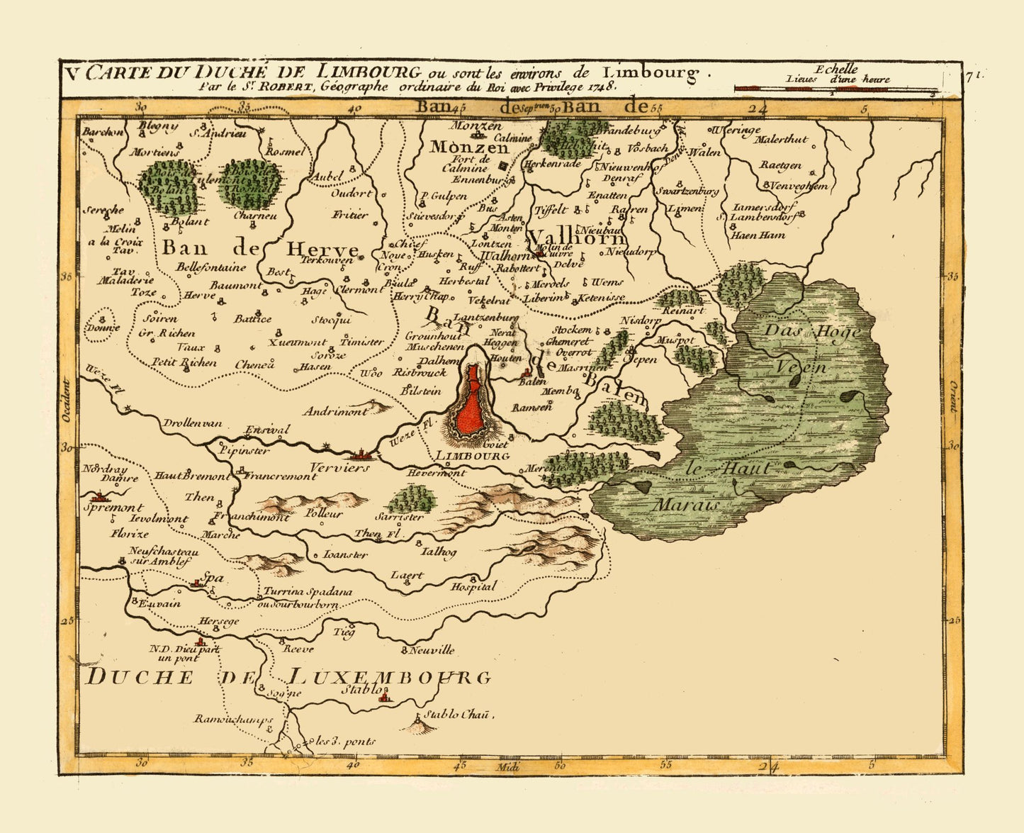 Historic Map - Limburg Netherlands - Robert 1748 - 28.28 x 23 - Vintage Wall Art