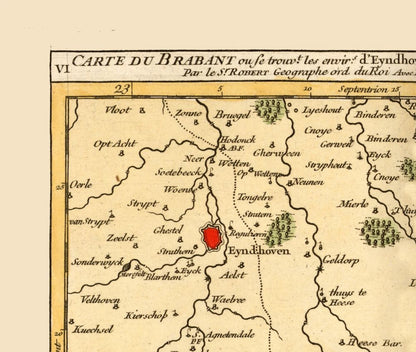 Historic Map - Eyndhoven Environs Netherlands - Robert 1748 - 27.17 x 23 - Vintage Wall Art