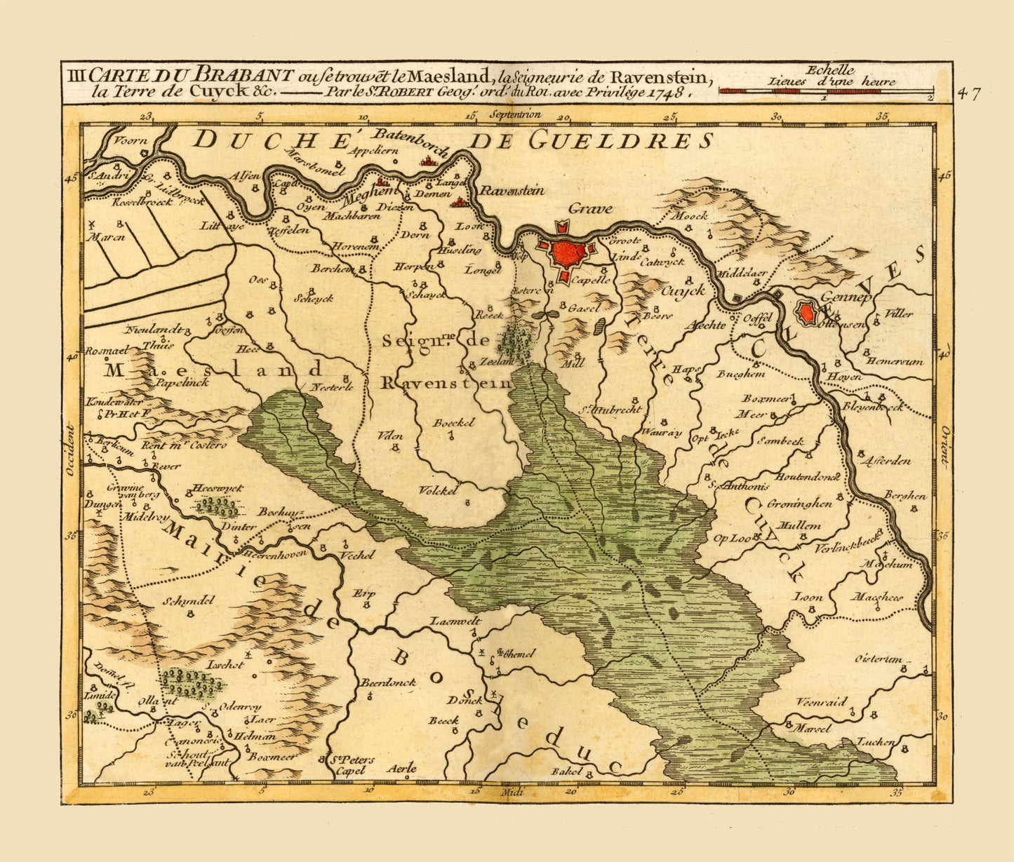 Historic Map - Brabant Province Netherlands - Robert 1748 - 27.05 x 23 - Vintage Wall Art