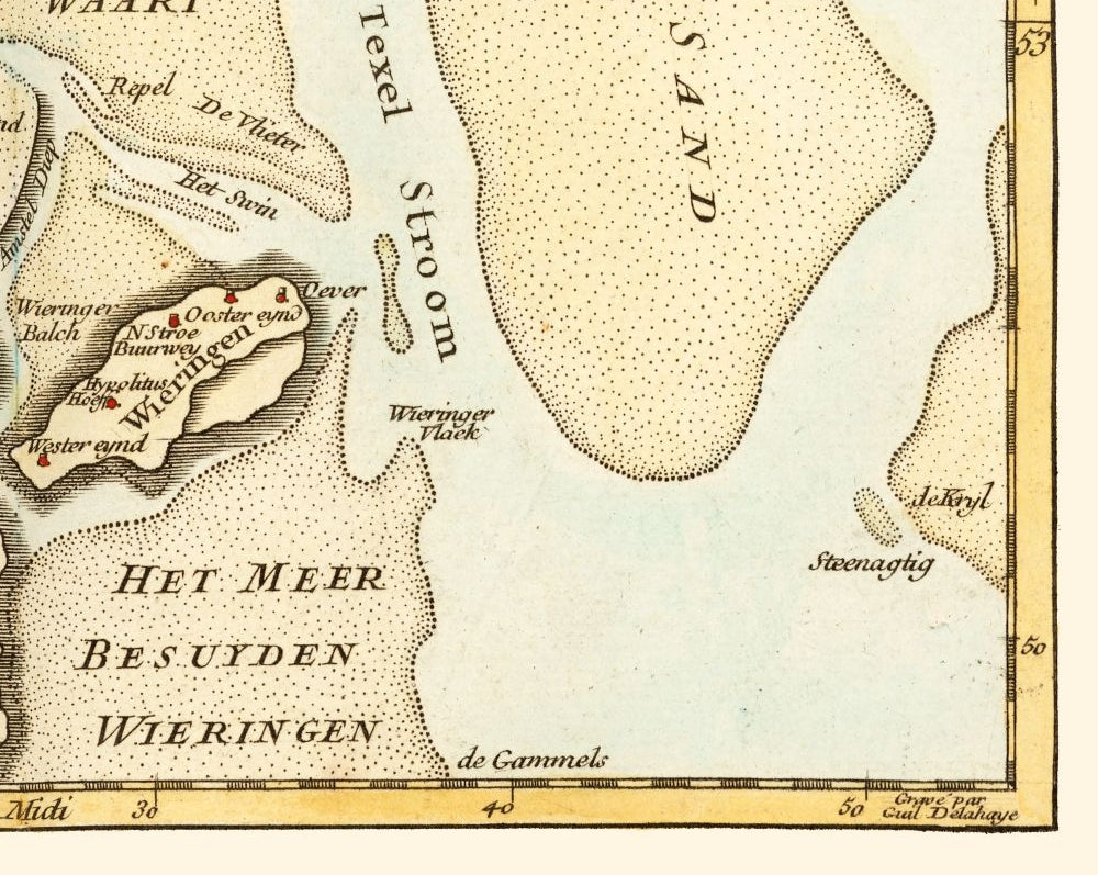 Historic Map - Texel Island Netherlands - Robert 1748 - 28.84 x 23 - Vintage Wall Art