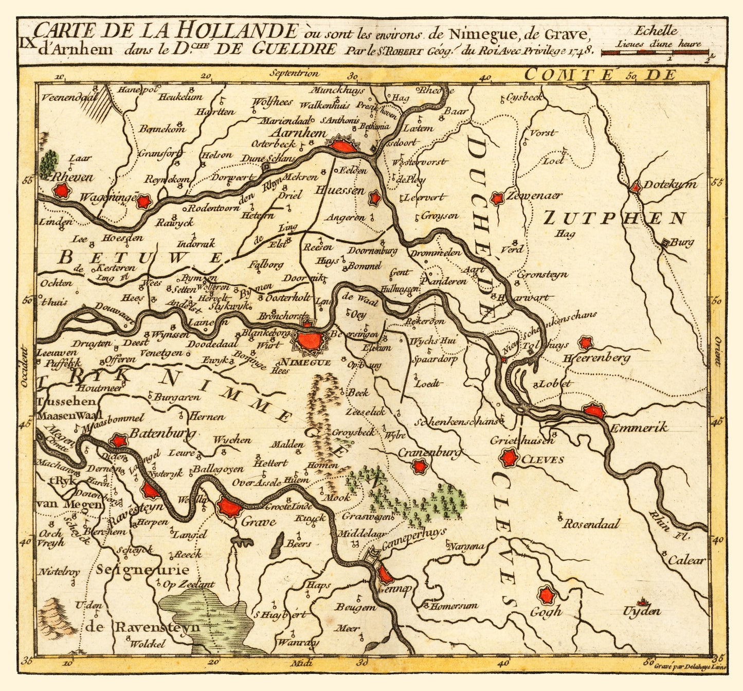 Historic Map - Netherlands - Robert 1748 - 24.74 x 23 - Vintage Wall Art