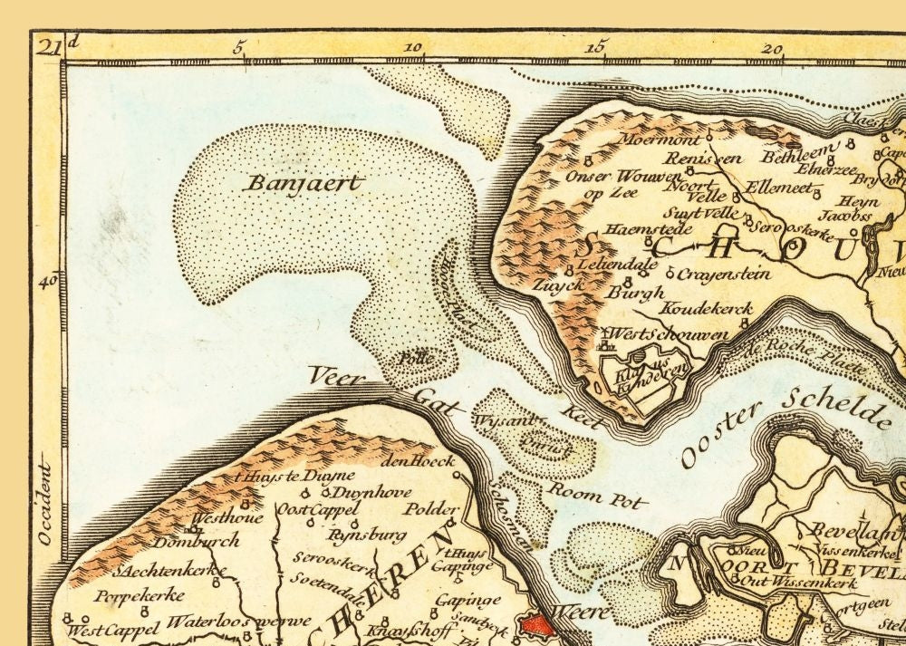 Historic Map - Zeeland Province Netherlands - Robert 1748 - 32.26 x 23 - Vintage Wall Art