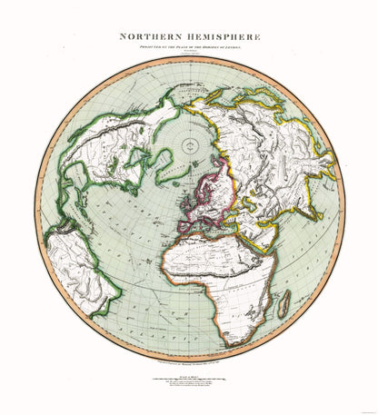 Historic Map - Northern Hemisphere - Thompson 1816 - 23 x 25.29 - Vintage Wall Art