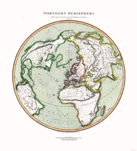 Historic Map - Northern Hemisphere - Thompson 1816 - 23 x 25.29 - Vintage Wall Art