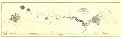 Historic Nautical Map - Nicaragua Canal Atlantic Pacific - Menocal 1890 - 23 x 74 - Vintage Wall Art