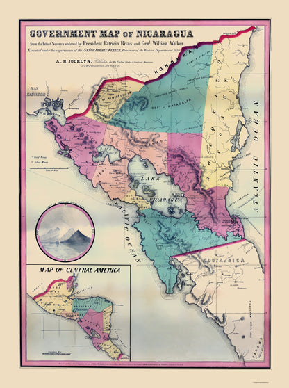 Historic Map - Nicaragua - Jocelyn 1856 - 23 x 30.86 - Vintage Wall Art