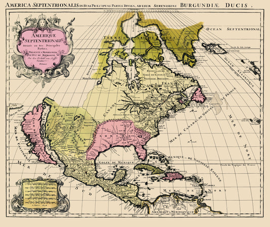 Historic Map - North America - Jaillot 1694 - 23 x 27.28 - Vintage Wall Art