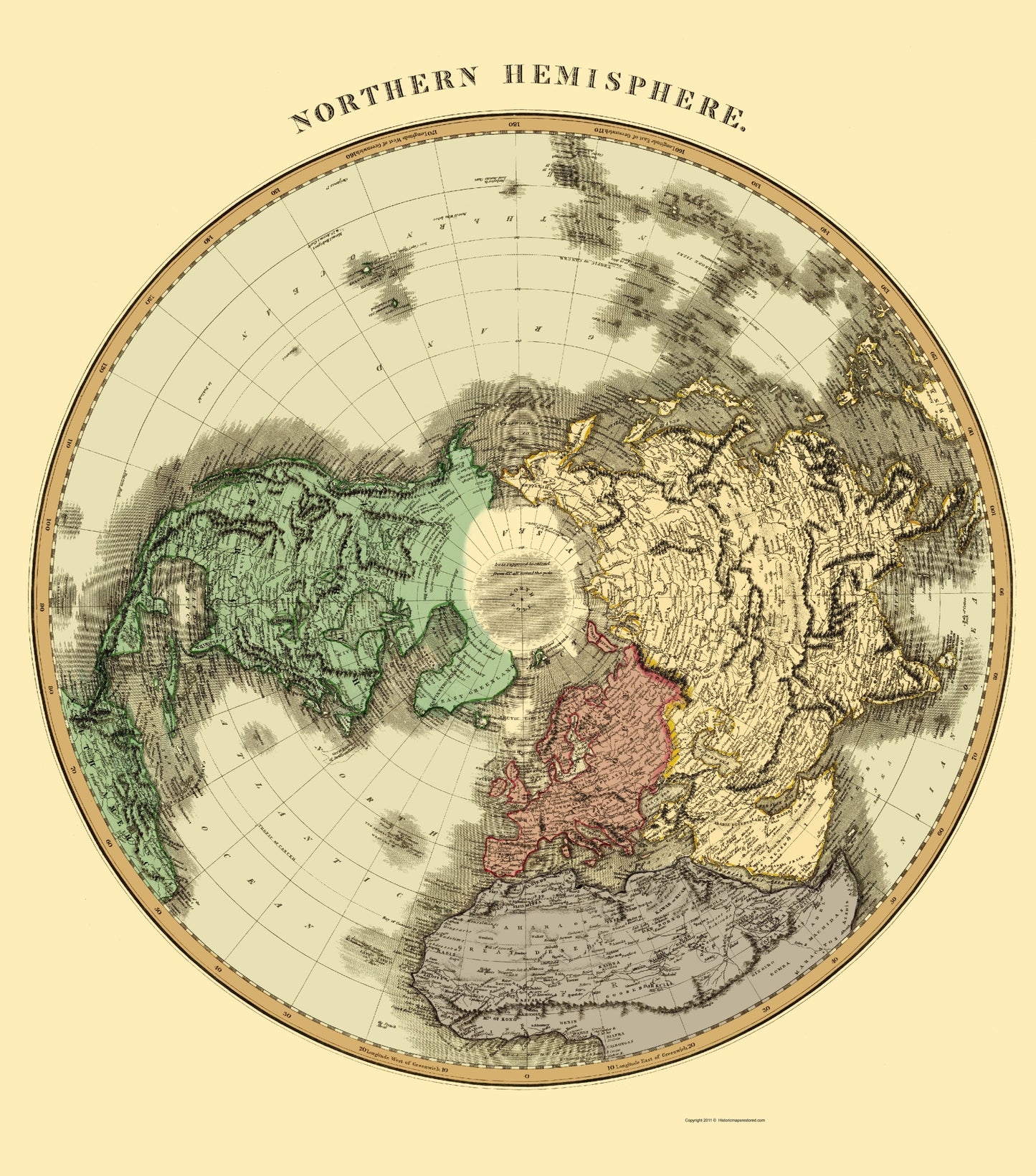 Historic Map - Northern Hemisphere - Thomson 1814 - 23 x 26.10 - Vintage Wall Art