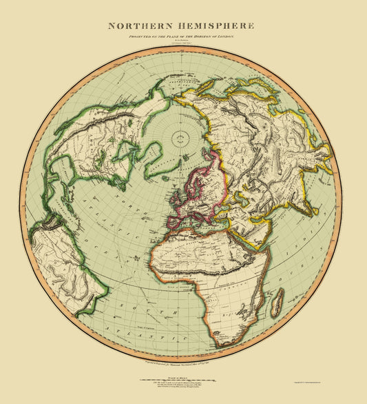 Historic Map - Northern Hemisphere - Thomson 1816 - 23 x 25.27 - Vintage Wall Art