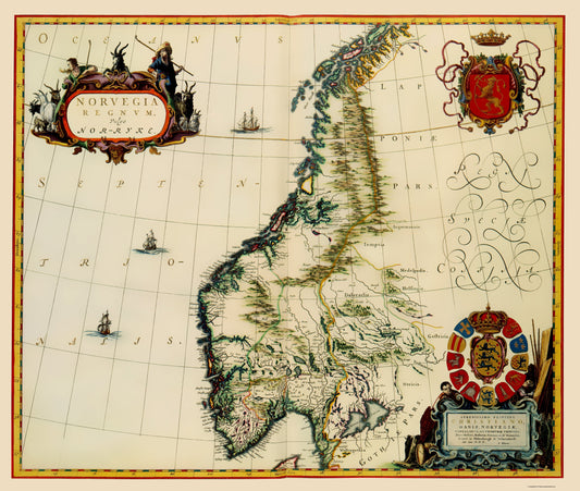 Historic Map - Norway - Blaeu 1662 - 23 x 27.18 - Vintage Wall Art