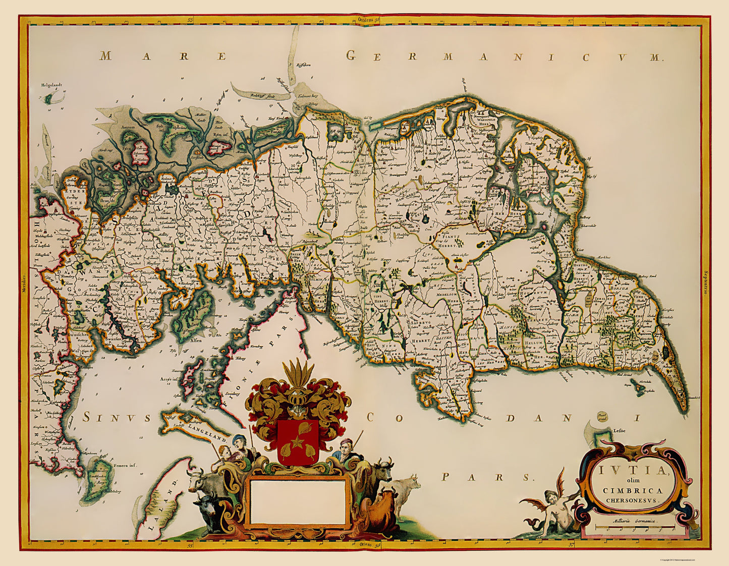 Historic Map - Norway Denmark - Blaeu 1662 - 23 x 29.63 - Vintage Wall Art