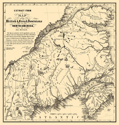 Historic Map - Nova Scotia Canada - Mitchell 1755 - 23 x 24.07 - Vintage Wall Art