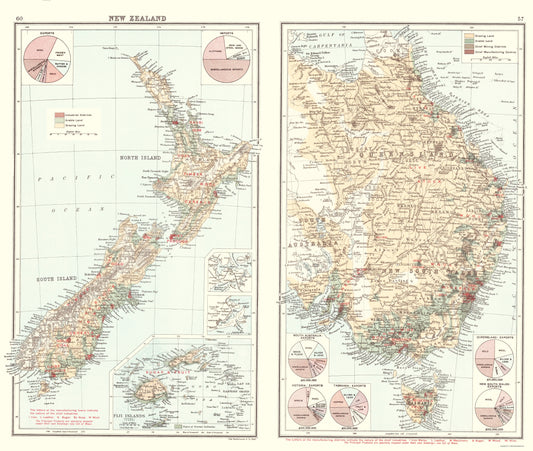 Historic Map - New Zealand Australia Imports Exports - Newnes 1907 - 23 x 27 - Vintage Wall Art