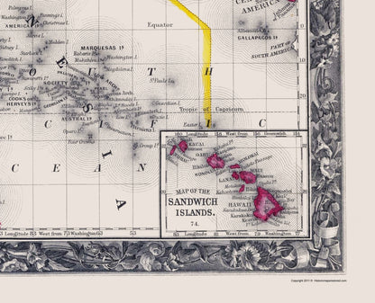 Historic Map - Oceania Island Groups - Mitchell 1860 - 23 x 28 - Vintage Wall Art