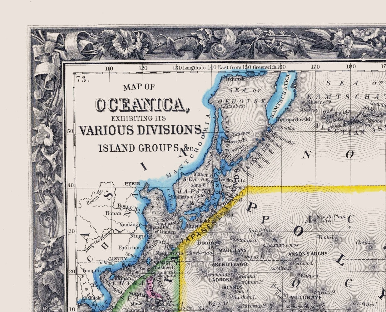 Historic Map - Oceania Island Groups - Mitchell 1860 - 23 x 28 - Vintage Wall Art