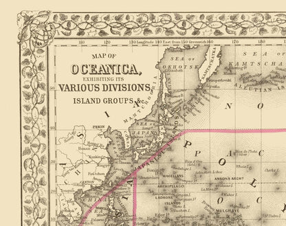 Historic Map - Oceania Island Groups - Mitchell 1879 - 23 x 29 - Vintage Wall Art