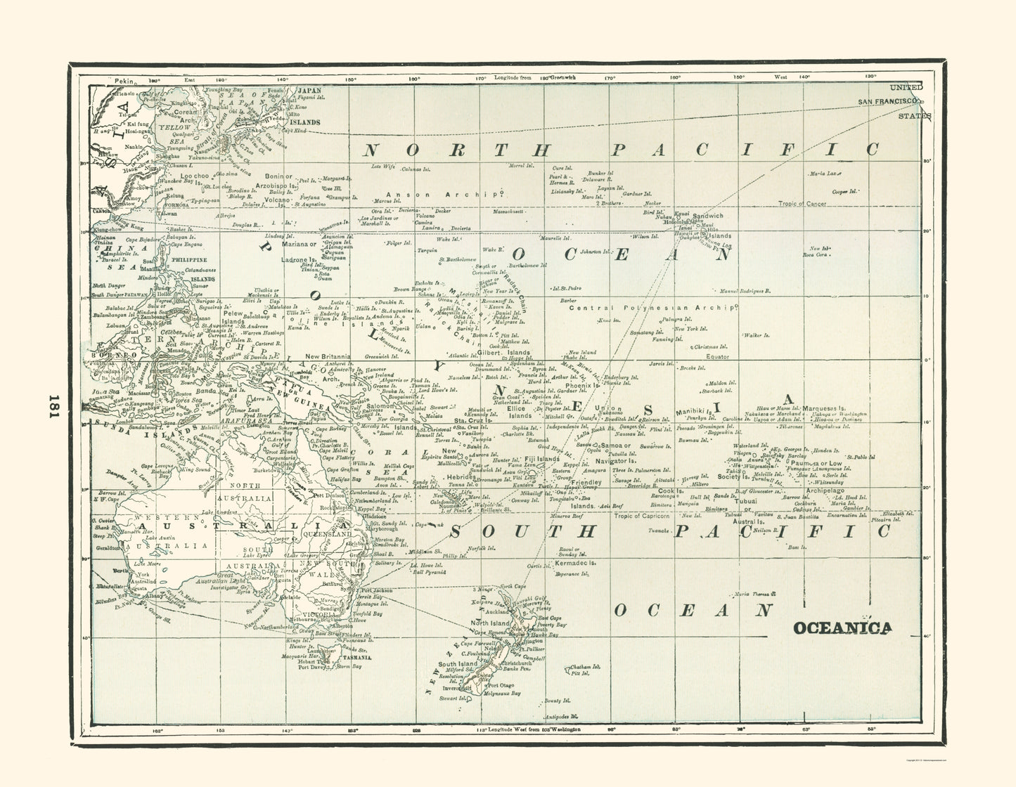 Historic Map - Oceania - Rathbun 1893 - 23 x 29.67 - Vintage Wall Art