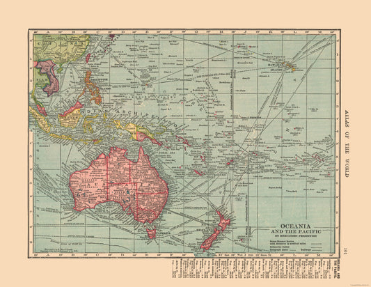 Historic Map - Oceania - Hammond 1910 - 29.74 x 23 - Vintage Wall Art