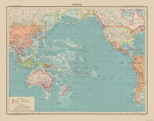 Historic Map - Oceania - Schrader 1908 - 29.29 x 23 - Vintage Wall Art