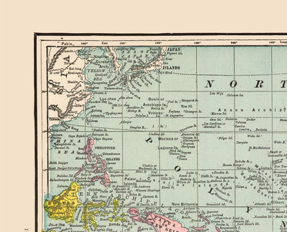 Historic Map - Oceania - Cram 1892 - 28.34 x 23 - Vintage Wall Art