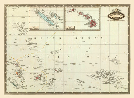 Historic Map - Oceania - Garnier 1860 - 31.51 x 23 - Vintage Wall Art