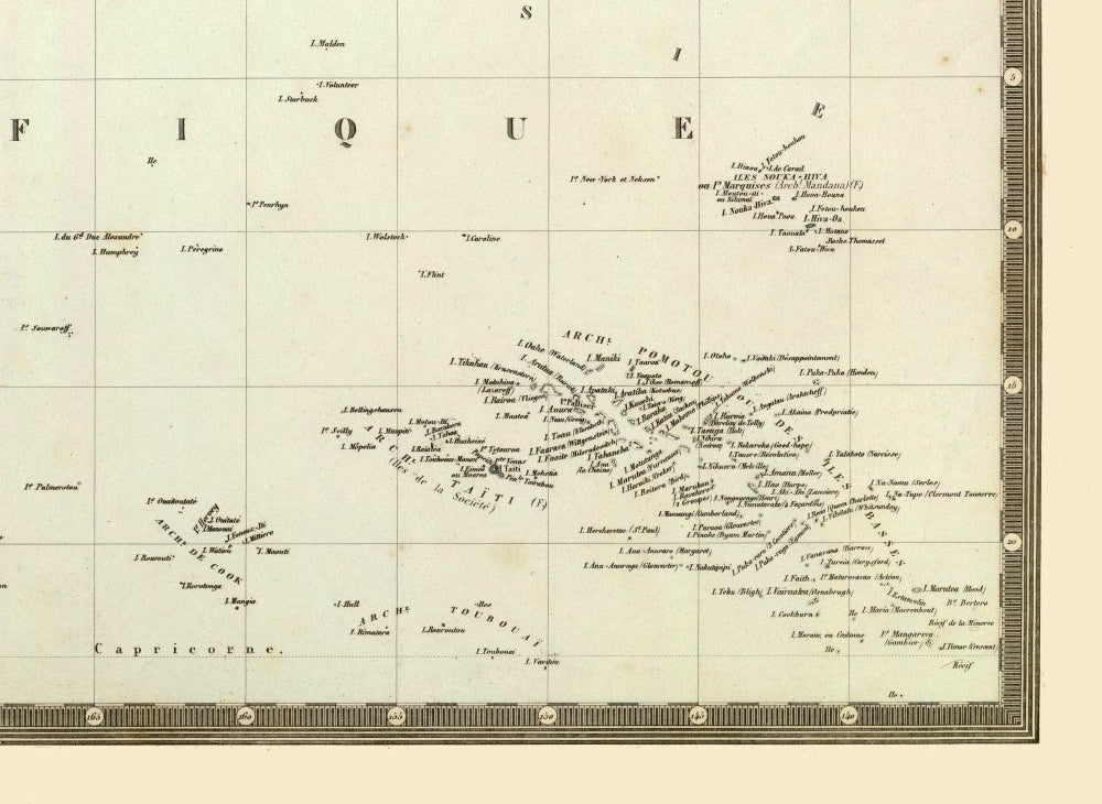 Historic Map - Oceania - Garnier 1860 - 31.51 x 23 - Vintage Wall Art