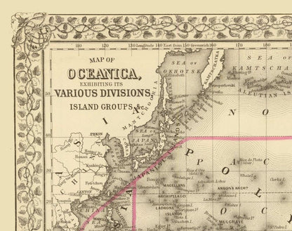 Historic Map - Oceania Island Groups - Mitchell 1879 - 29.11 x 23 - Vintage Wall Art