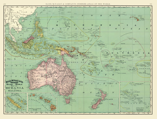 Historic Map - Oceania - Rand McNally - 30.23 x 23 - Vintage Wall Art