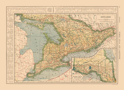 Historic Map - Ontario Canada - Reynold 1921 - 31.54 x 23 - Vintage Wall Art