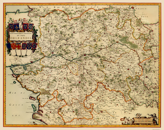 Historic Map - Orleans France Vicinity - Blaeu 1662 - 23 x 29.00 - Vintage Wall Art