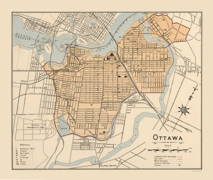 Historic Map - Ottawa Canada - White 1906 - 27.28 x 23 - Vintage Wall Art