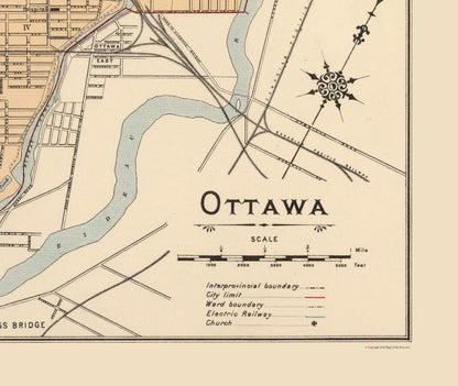 Historic Map - Ottawa Canada - White 1906 - 27.28 x 23 - Vintage Wall Art