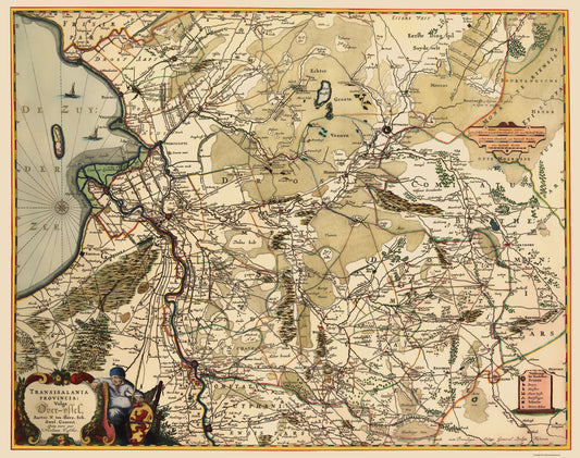 Historic Map - Overijssel Province Netherlands - Visscher 1681 - 23 x 29.14 - Vintage Wall Art