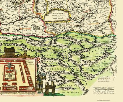 Historic Map - Judea Israel Terra Sancta Province - De Wit 1670 - 27.69 x 23 - Vintage Wall Art