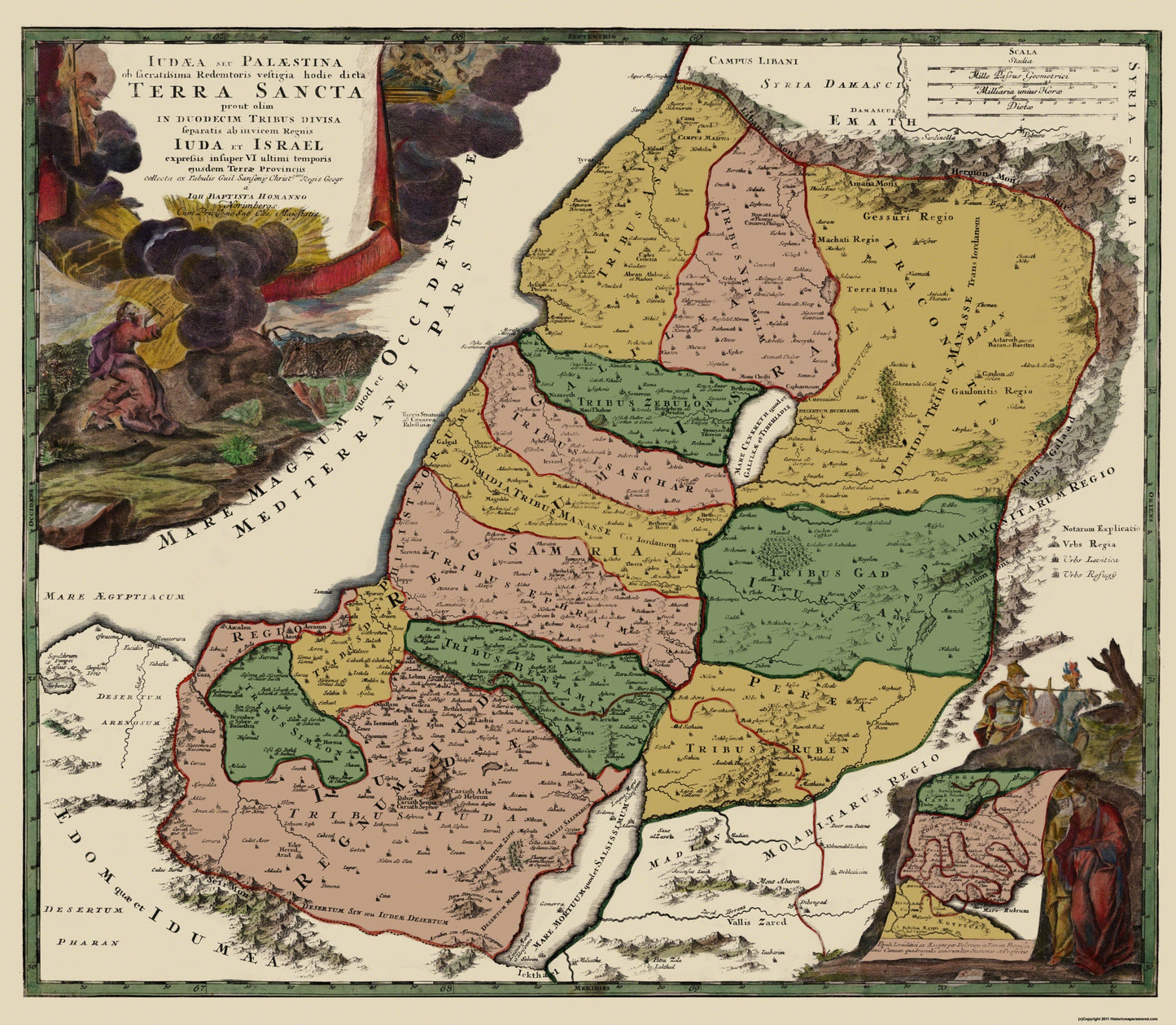 Historic Map - Judea Israel Terra Sancta Province - Homann 1707 - 26.38 x 23 - Vintage Wall Art