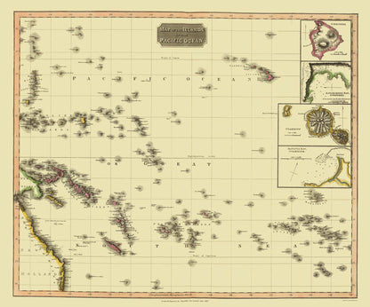 Historic Map - Oceania Pacific Islands - Thomson 1817 - 23 x 27.68 - Vintage Wall Art