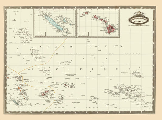 Historic Map - Oceania Pacific Islands - Garnier 1860 - 23 x 30.98 - Vintage Wall Art