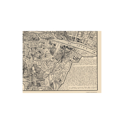 Historic Map - Paris France - De Fer 1705 - 23 x 29.21 - Vintage Wall Art