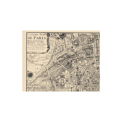 Historic Map - Paris France - De Fer 1705 - 23 x 29.21 - Vintage Wall Art