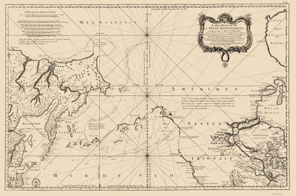 Historic Nautical Map - North Pacific Ocean - Bellin 1766 - 23 x 34.63 - Vintage Wall Art