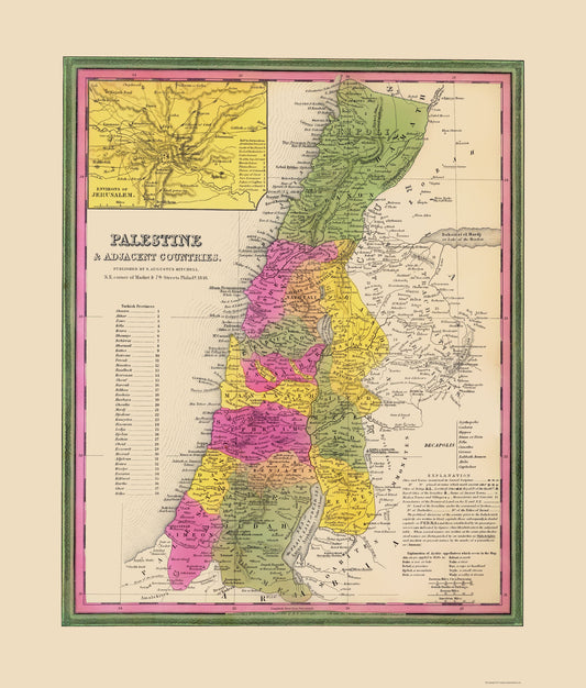 Historic Map - Palestine Israel - Mitchell 1846 - 23 x 27.00 - Vintage Wall Art