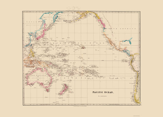 Historic Nautical Map - Pacific Ocean - Arrowsmith 1844 - 23 x 31.95 - Vintage Wall Art