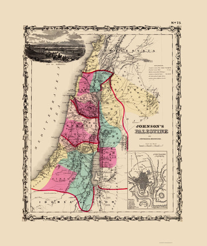 Historic Map - Palestine Israel - Johnson 1860 - 23 x 27.32 - Vintage Wall Art