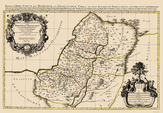 Historic Map - Judea Israel - Jaillot 1874 - 23 x 33.10 - Vintage Wall Art