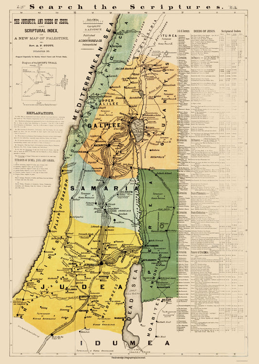 Historic Map - Palestine Israel - Strobridge 1881 - 23 x 32.37 - Vintage Wall Art