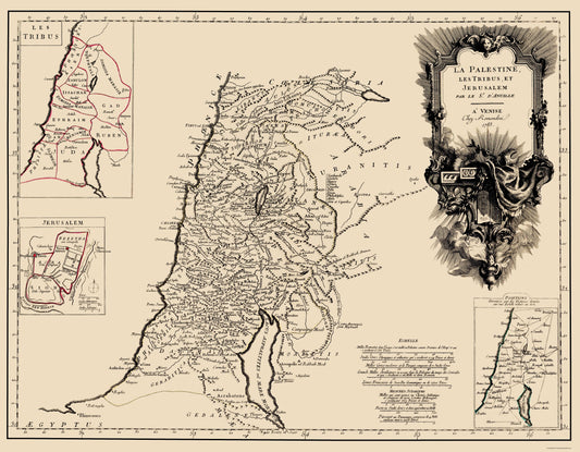 Historic Map - Palestine Israel - Remondini 1783 - 23 x 29.56 - Vintage Wall Art