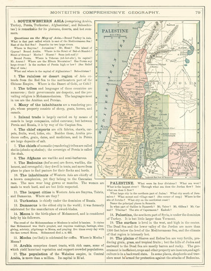 Historic Map - Palestine Israel - Monteith 1882 - 23 x 29.53 - Vintage Wall Art