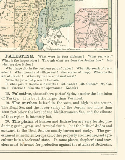 Historic Map - Palestine Israel - Monteith 1882 - 23 x 29.53 - Vintage Wall Art