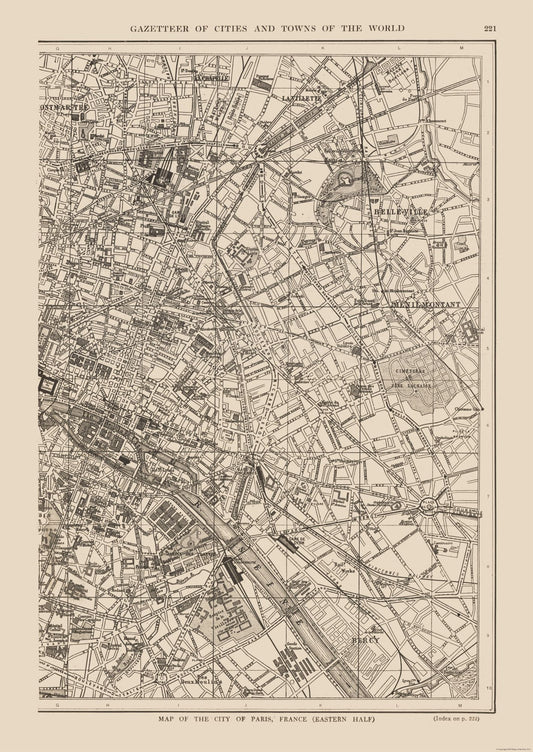 Historic Map - Paris Eastern - Reynold 1921 - 23 x 32.45 - Vintage Wall Art